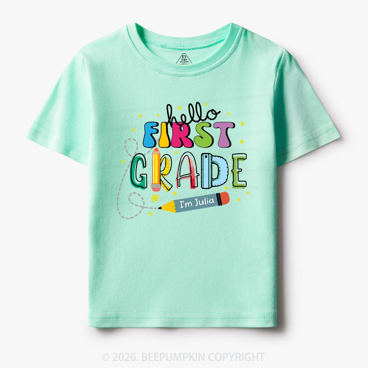 Hello First Grade I'm XXX Back To School Kids Shirt