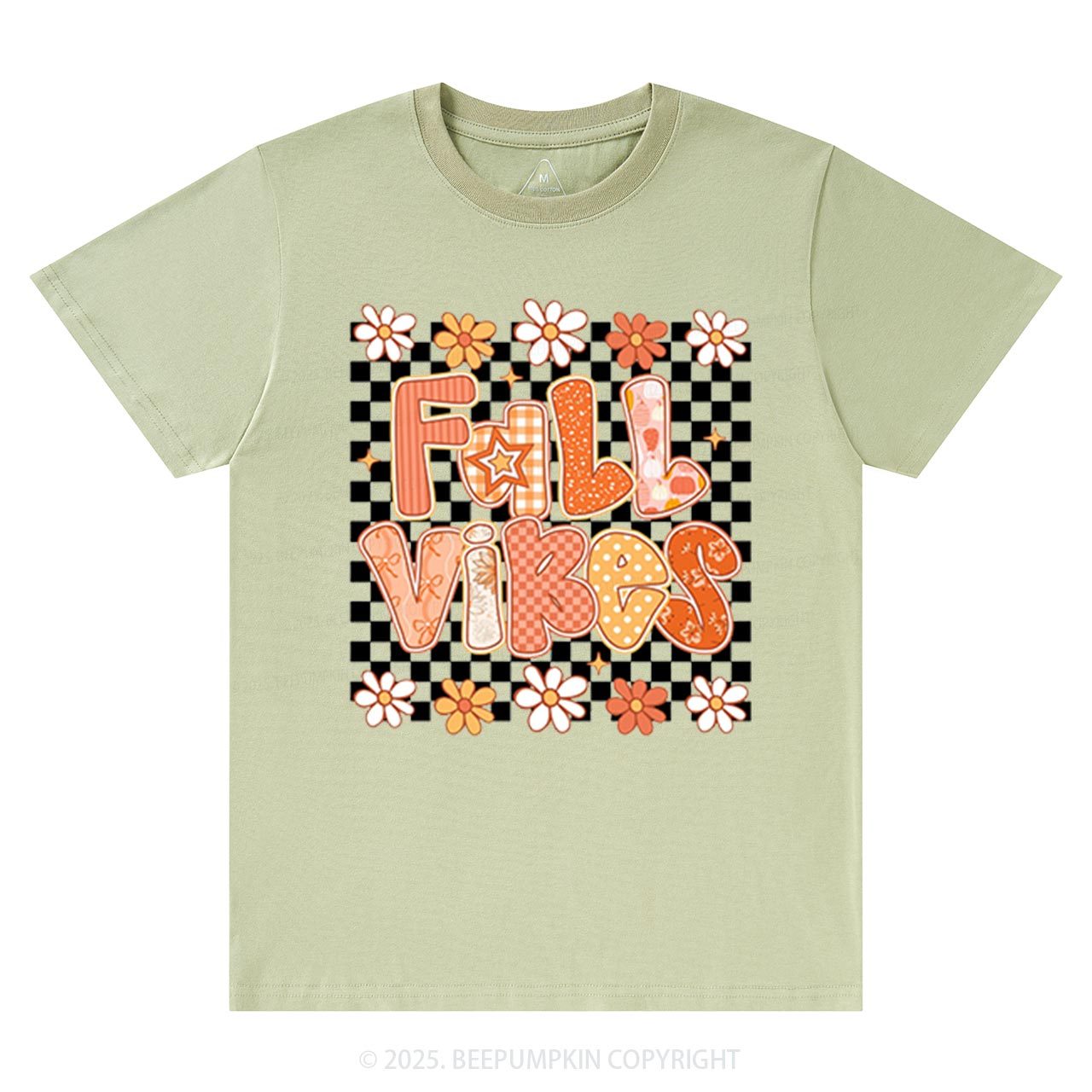 Floral Fall Checkered T-Shirts Beepumpkin