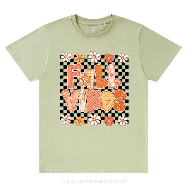 Floral Fall Checkered T-Shirts Beepumpkin