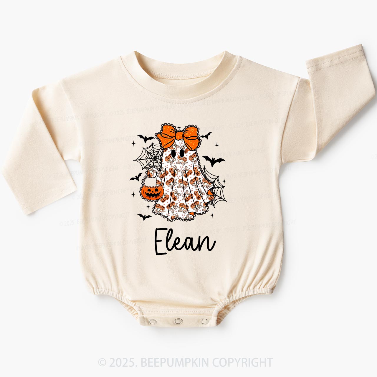 Personalized Girl Halloween Ghost Baby Bubble Romper Beepumpkin