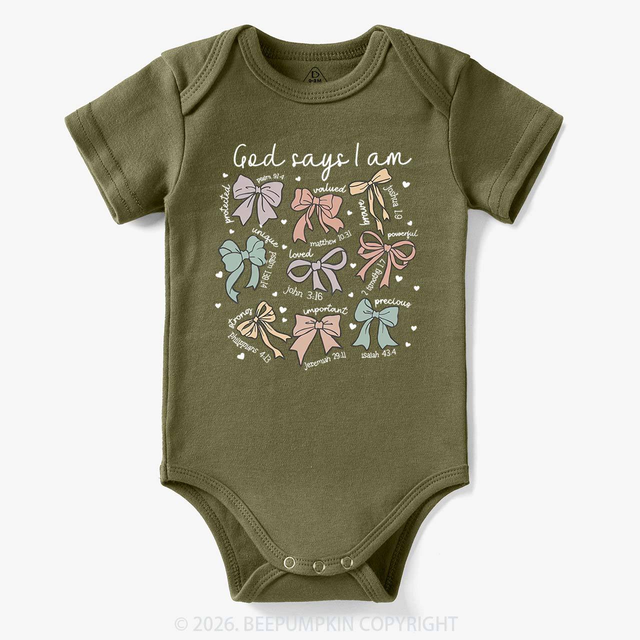 Jesus Gifts God Says I Am Girl Baby Bodysuit