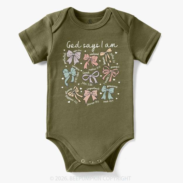 Jesus Gifts God Says I Am Girl Baby Bodysuit
