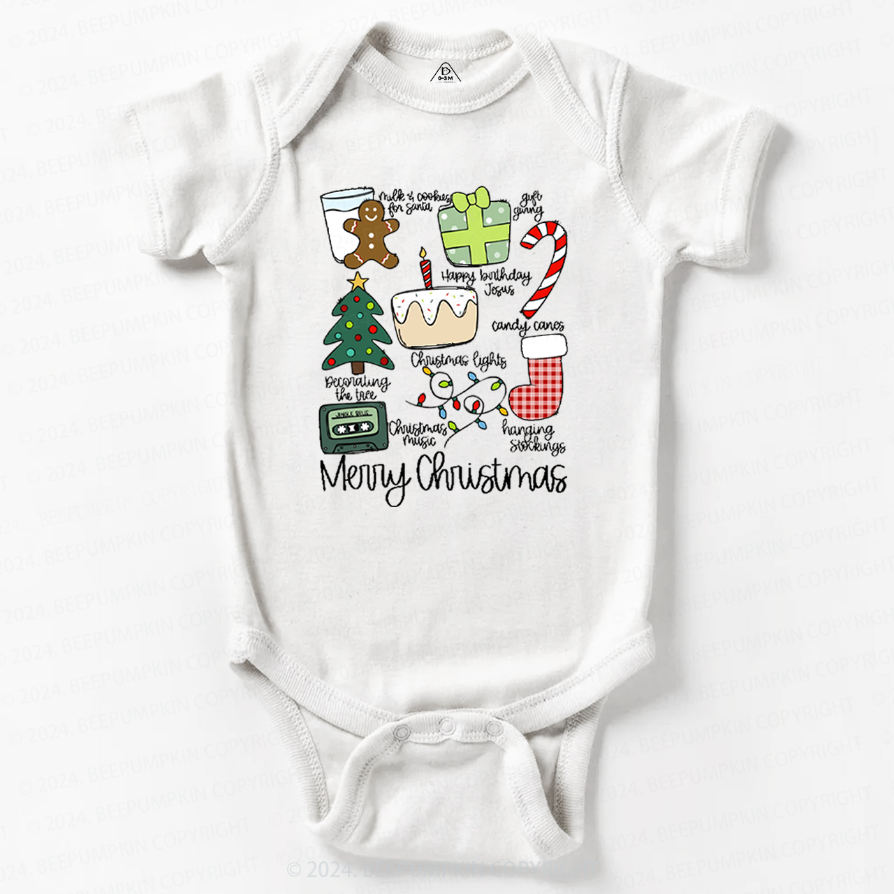 Merry Christmas Retro Holiday Baby Bodysuit