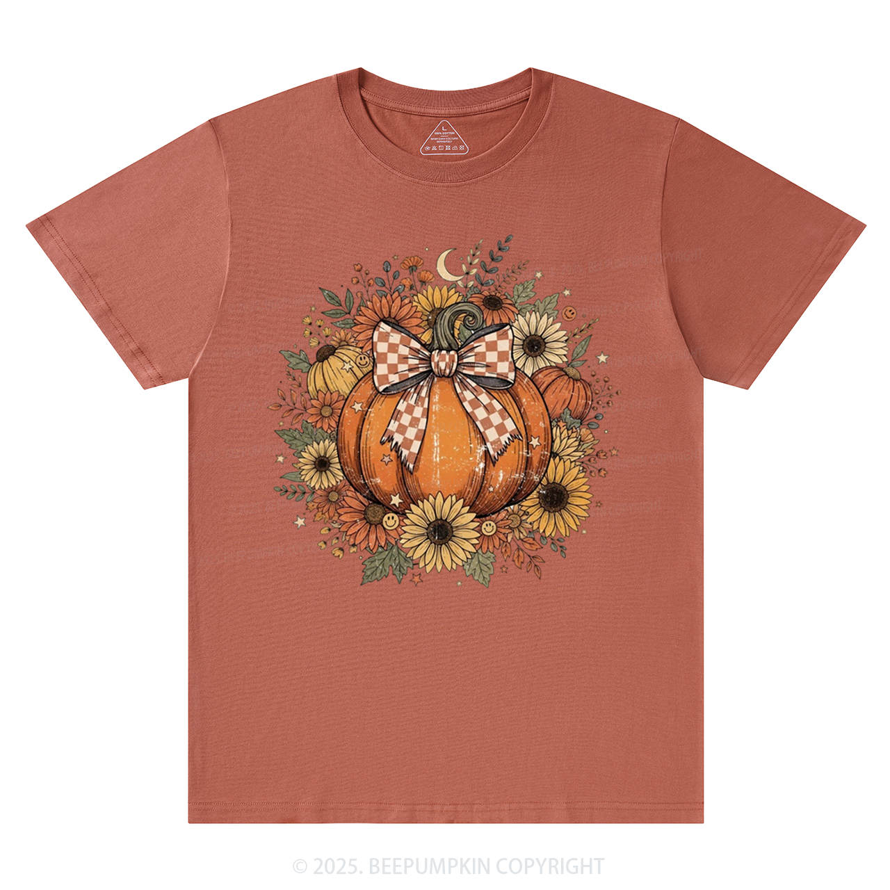 Fall Coquette Boho Floral Pumpkin Bow T-Shirts Beepumpkin