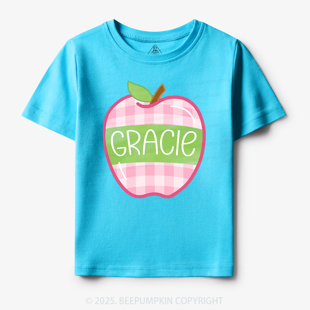 Personalized Plaid Apple Series Toddler&Kid's Tees Beepumpkin