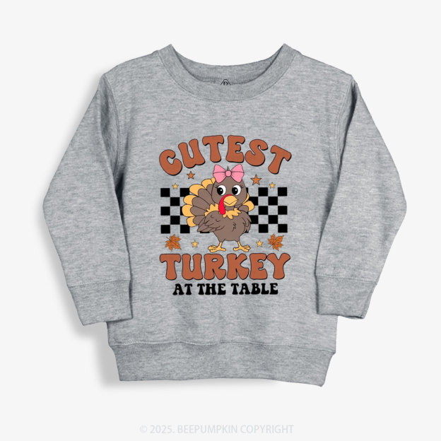 Coolest Turkey At The Table Thanksgiving Kid's Sweatshirt