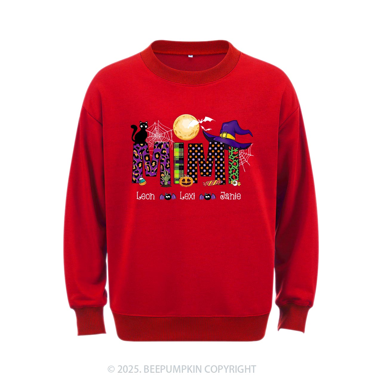 Personalized Mimi And Little Bat Halloween Sweatshirt Beepumpkin