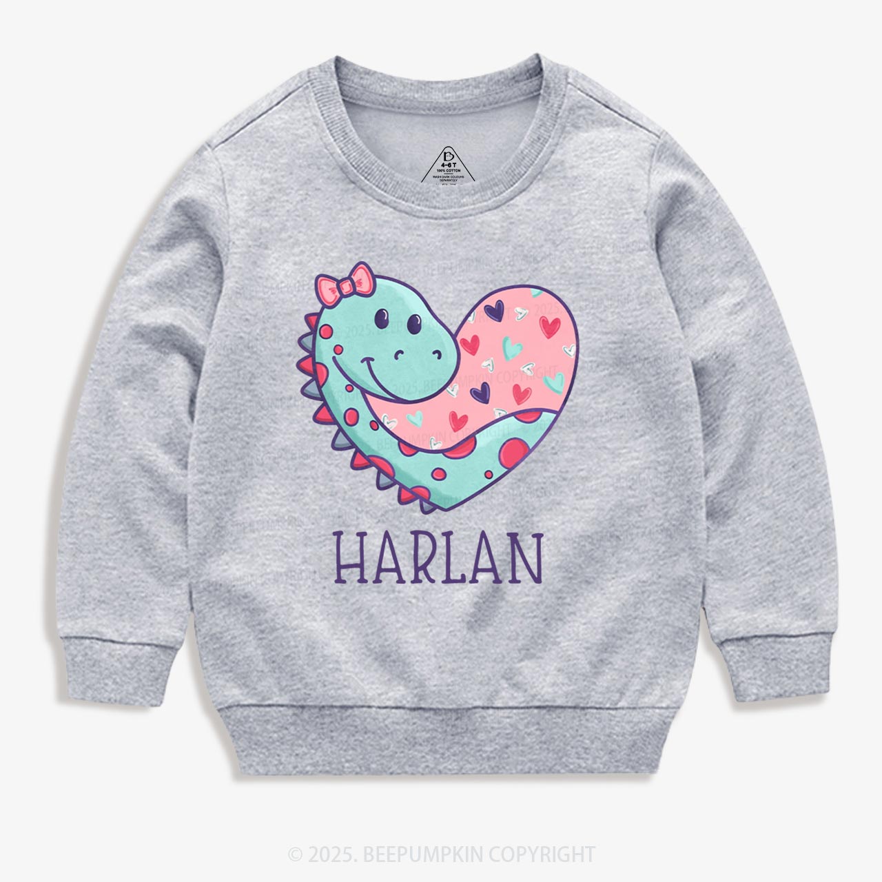 Personalized Dinosaur Valentine's Day Kid's Sweatshirt