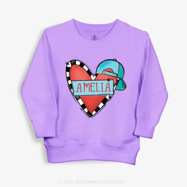 Personalized Cool Heart Valentine Kid's Sweatshirt