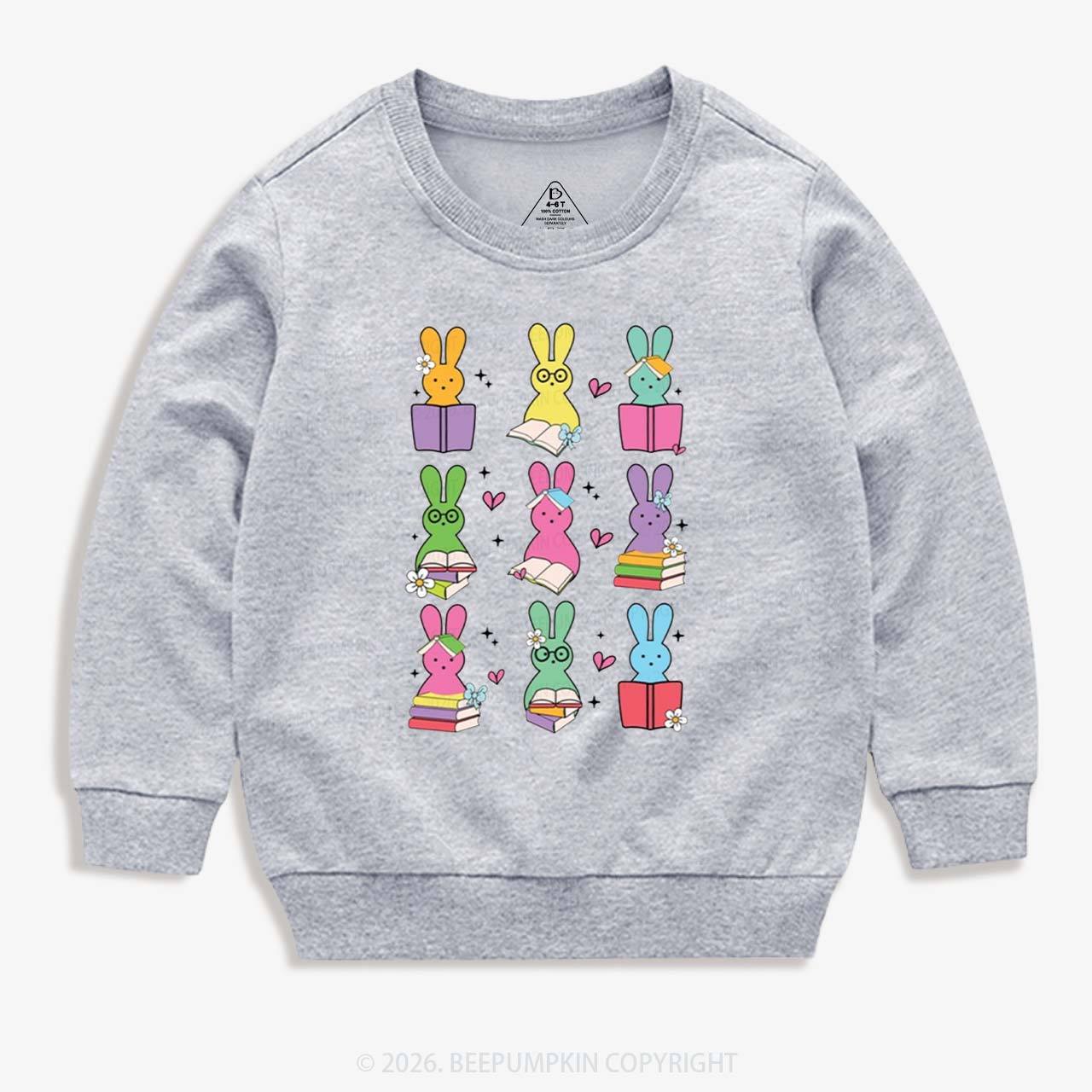 Book Lover Easter Bunnies Kid's Sweatshirt