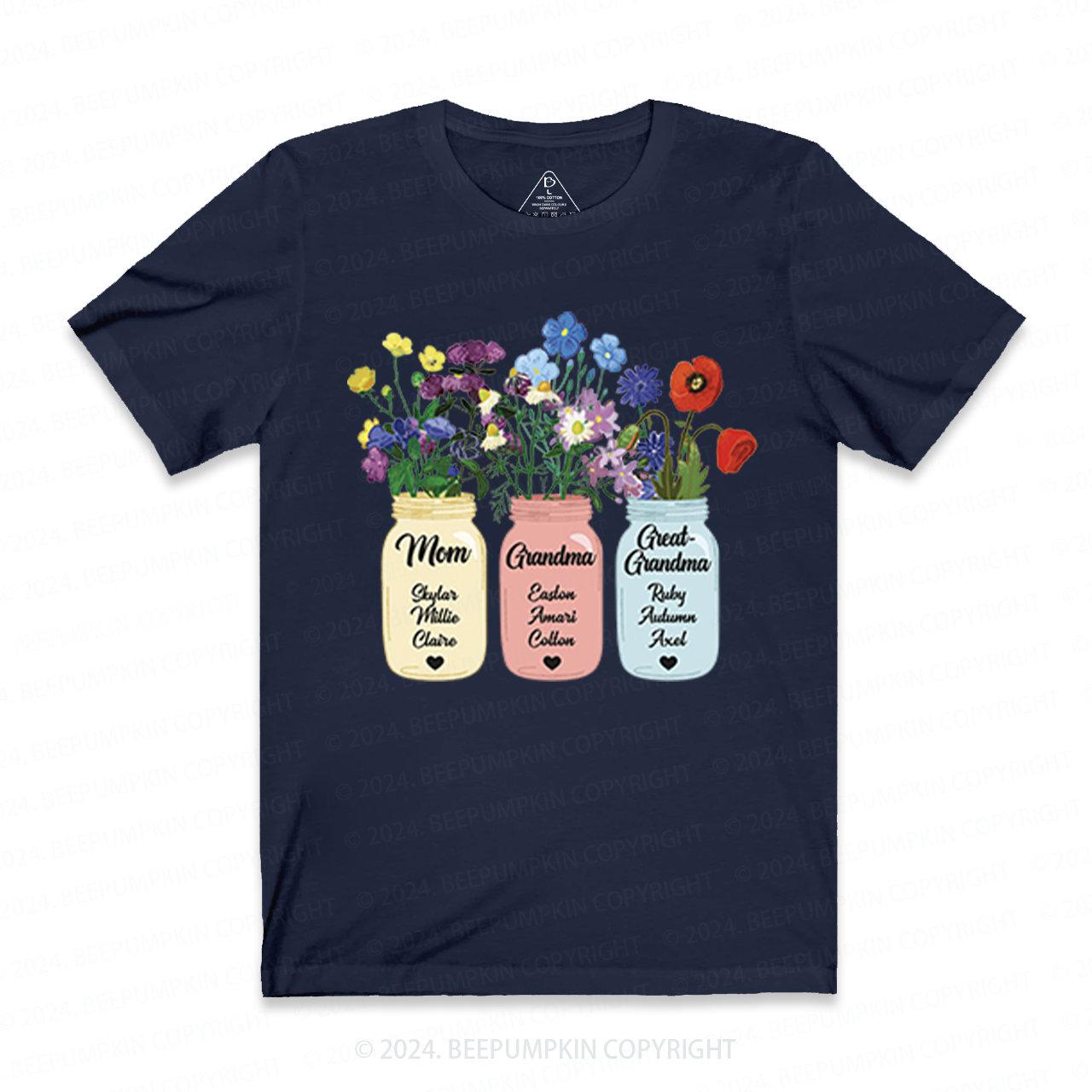 Personalized Grandma Flower T-Shirts