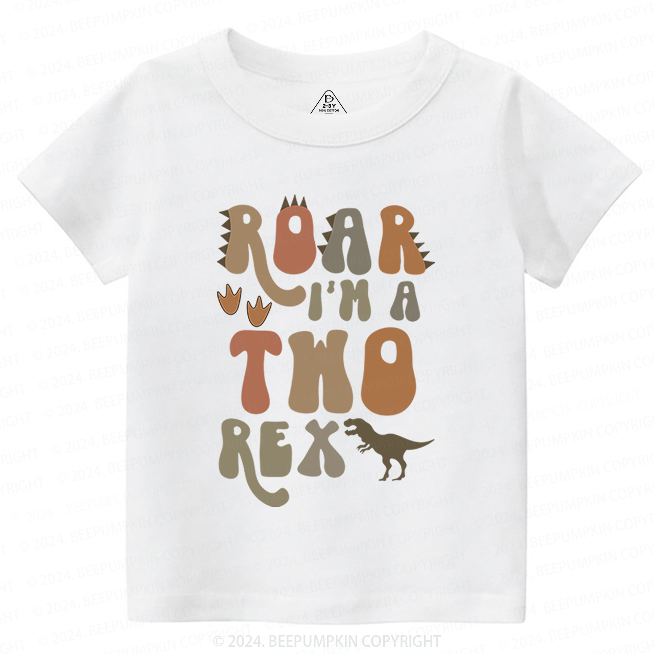 Roar Dino 2nd Birthday Toddler&Kids Tees 