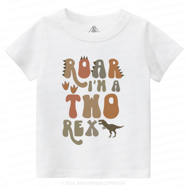 Roar Dino 2nd Birthday Toddler&Kids Tees 