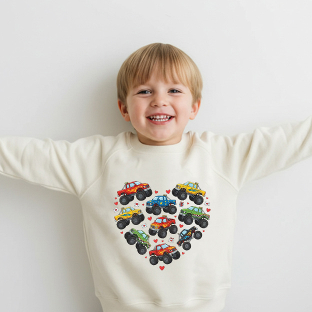 Heart On Wheels Valentine's Day Kid's Sweatshirt