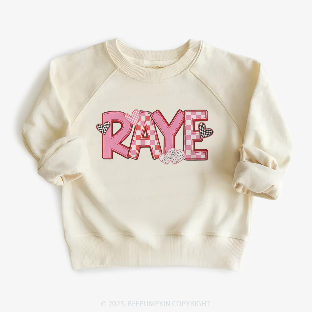 Personalized Heart Check Name Valentine's Day Kid's Sweatshirt