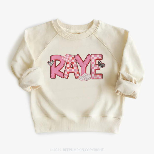 Personalized Heart Check Name Valentine's Day Kid's Sweatshirt