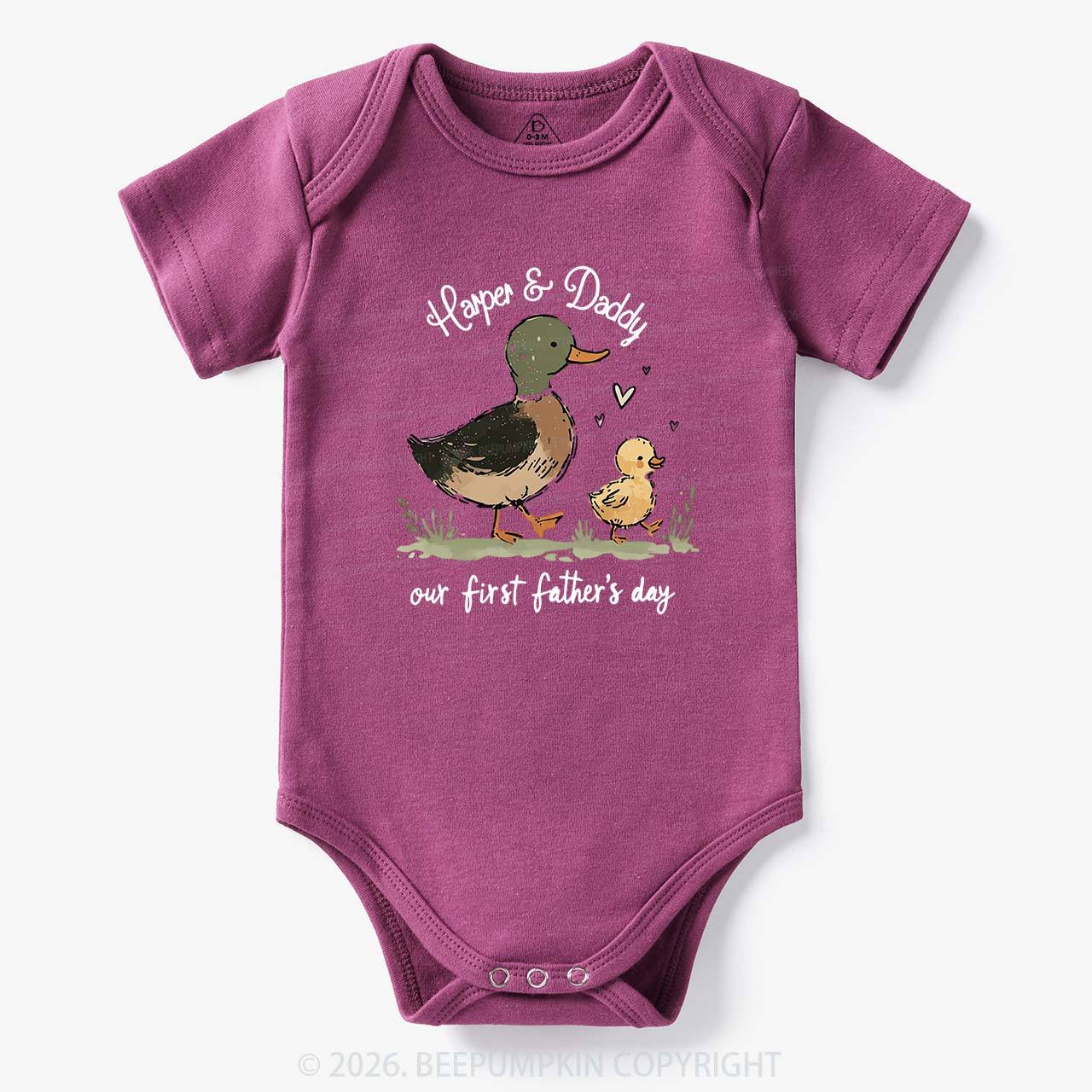 Personalized Duck Hunter First Father's Day Baby Bodysuit