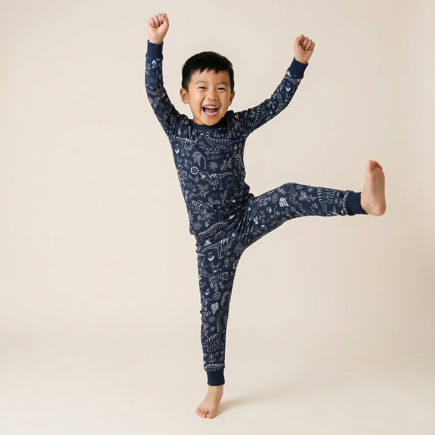 Midnight Dinosaur Two-Piece Pajama Set For Kids