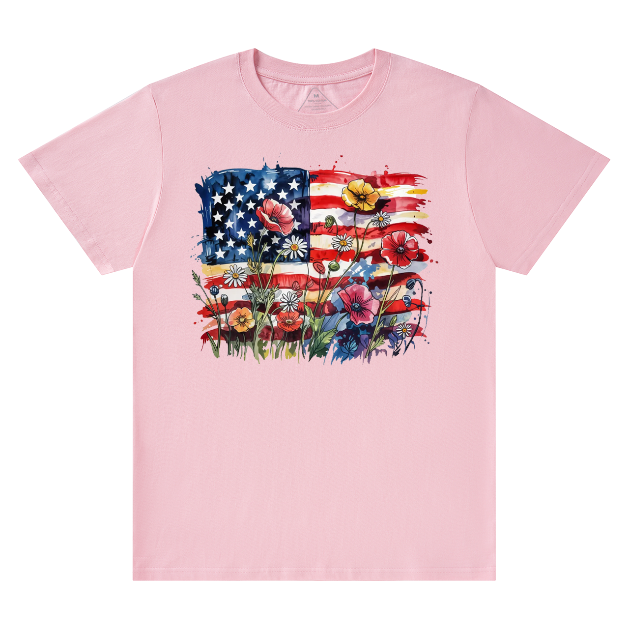 American Flag Floral Mama T-Shirts