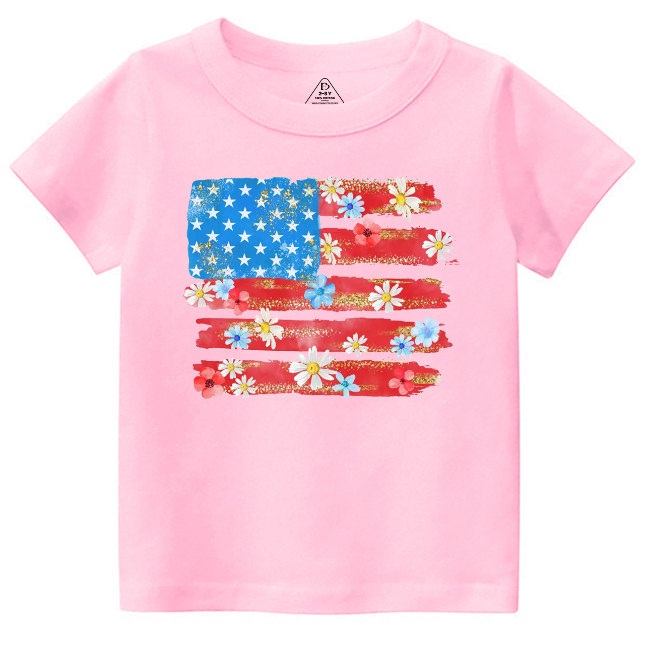 Flower American Flag Toddler&Kid's Tees Beepumpkin 