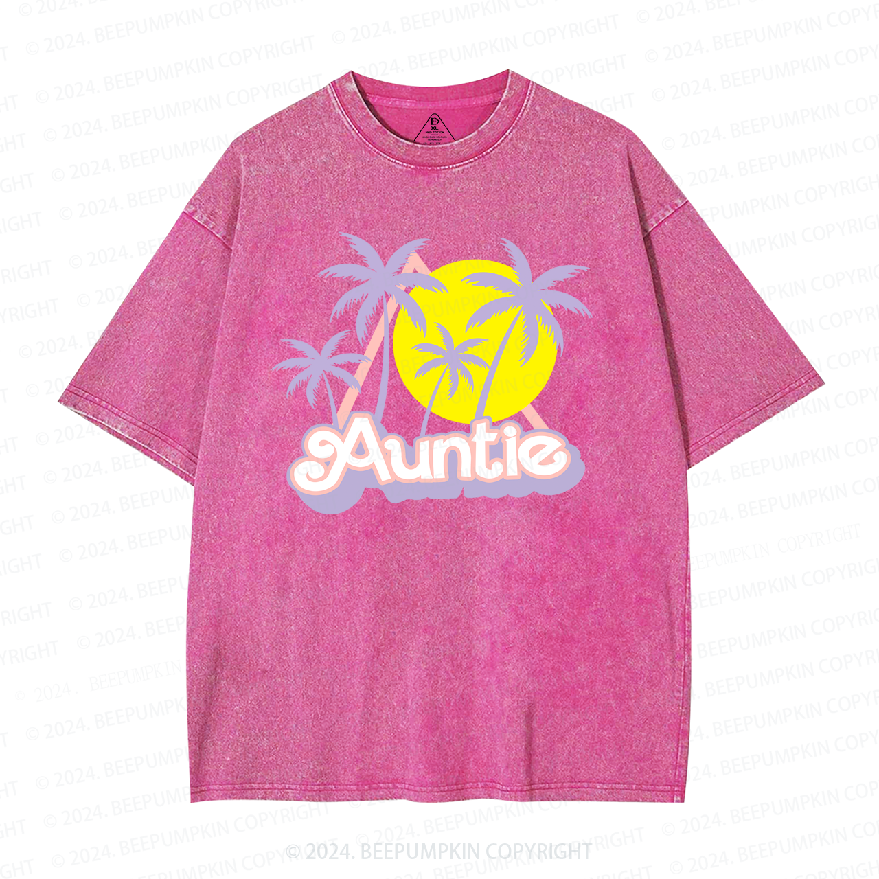 Coconut Tree Sunset Aunt Washed T-Shirts 