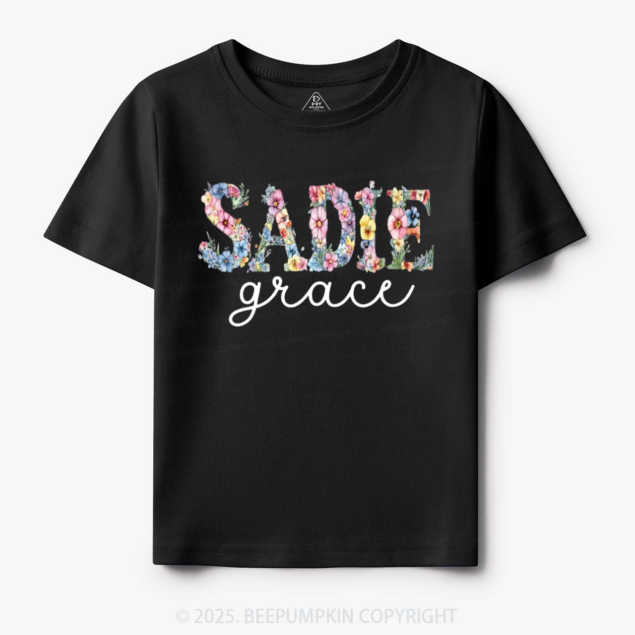 Personalized Floral Name Toddler&Kid's Tees Beepumpkin