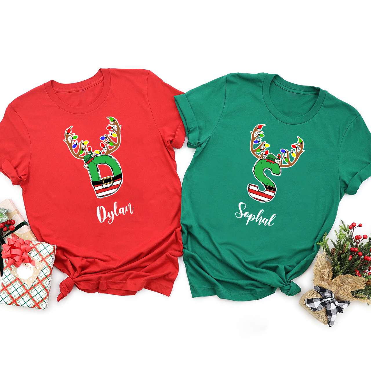 Christmas Elf Doodle Name Family Matching Shirt