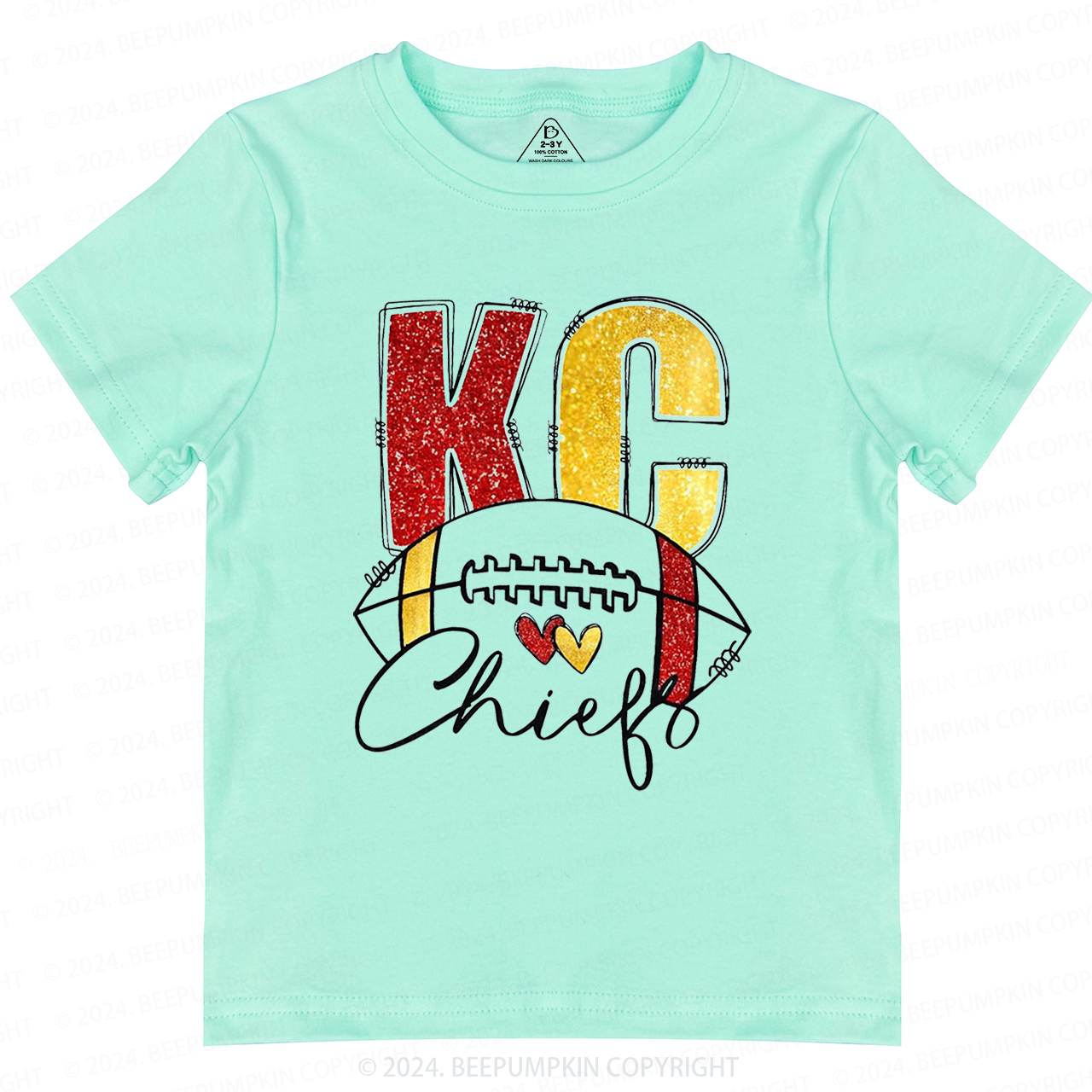 KC Football Glitter Toddler&Kids Tees Beepumpkin 