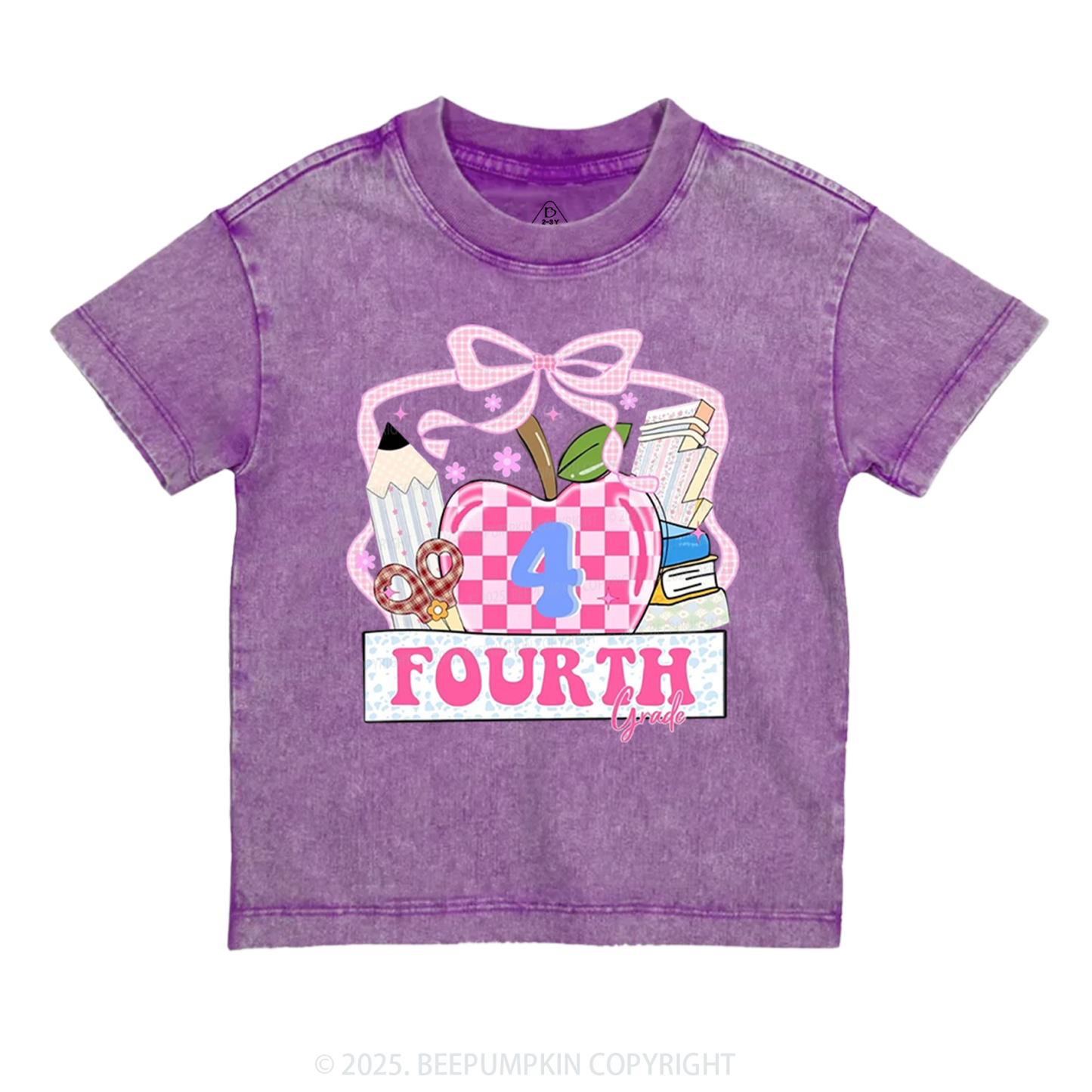 Personalized Checkered Apple Days Toddler&Kids Washed Tees
