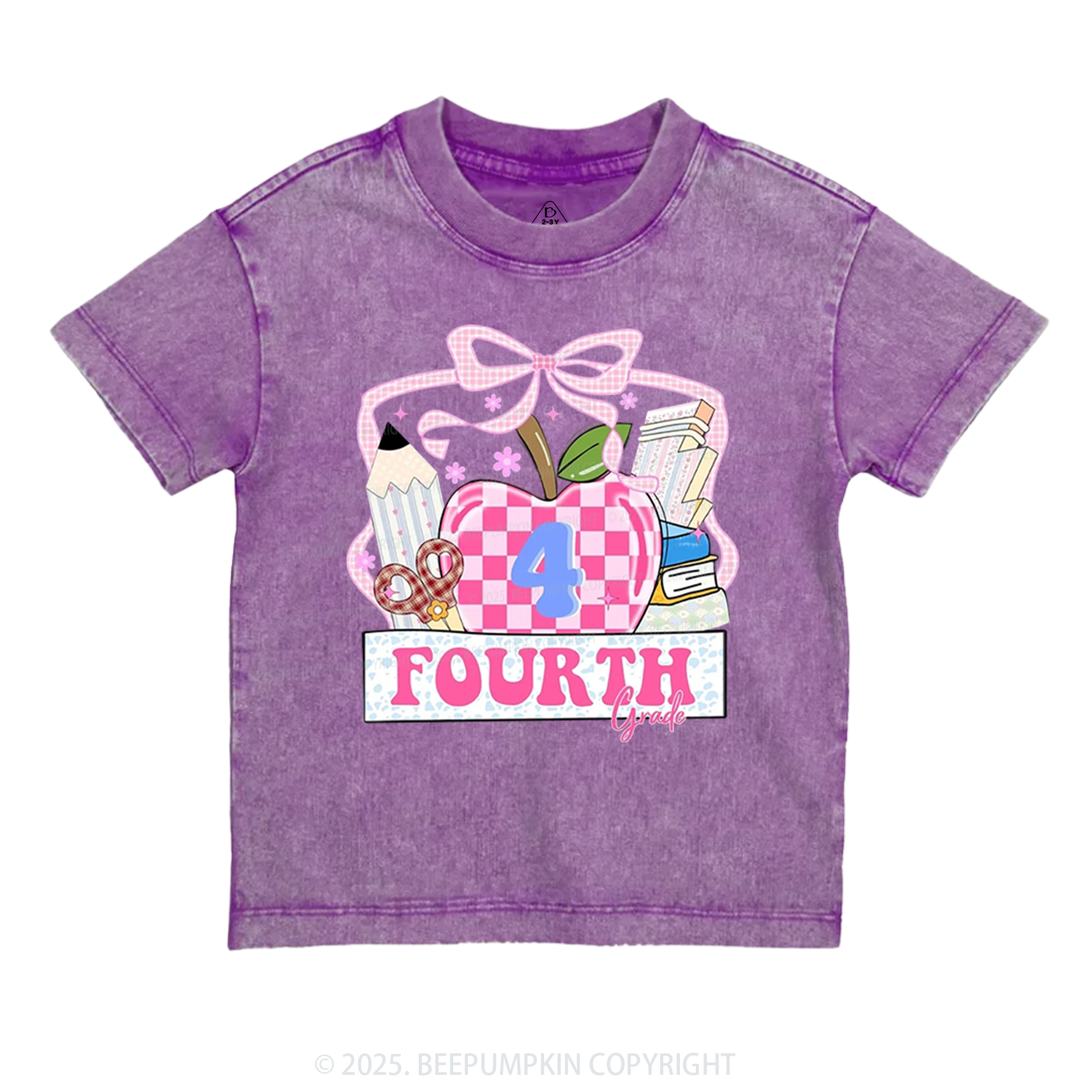 Personalized Checkered Apple Days Toddler&Kids Washed Tees