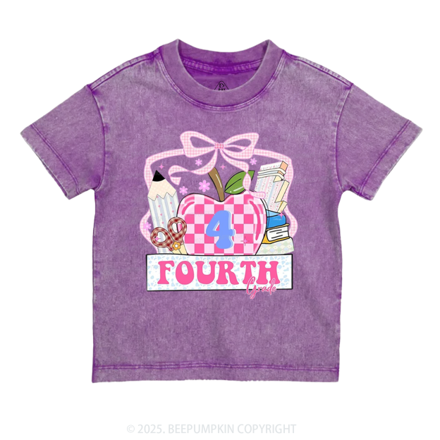 Personalized Checkered Apple Days Toddler&Kids Washed Tees