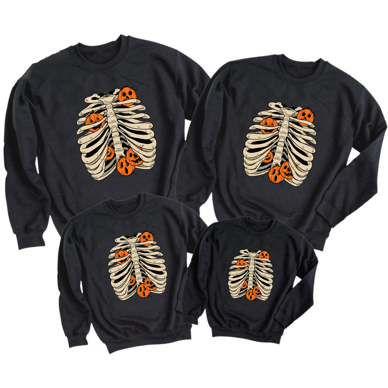Pumpkin Bone Halloween Matching Sweatshirts