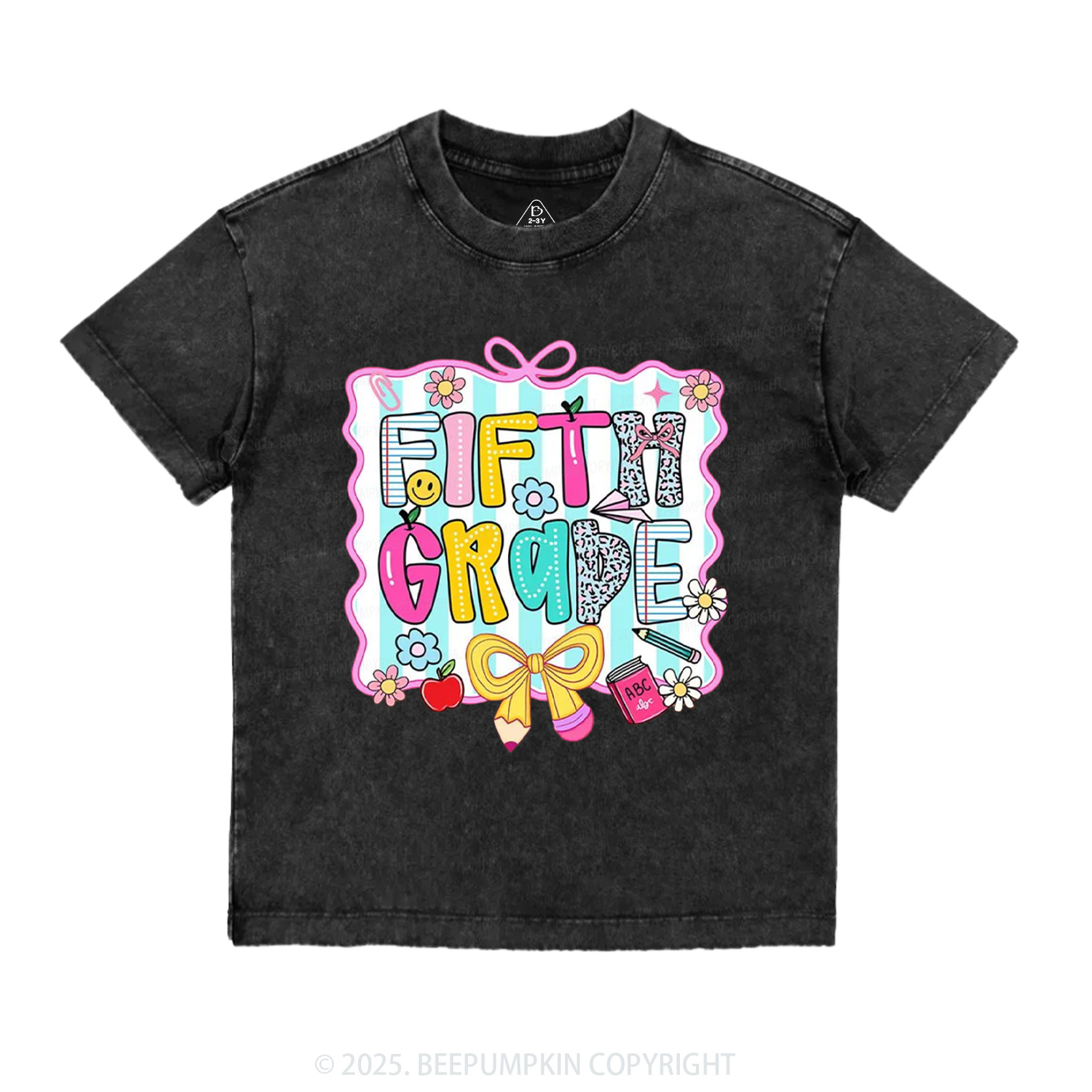 Personalized Happy School Vibes Toddler&Kids Washed Tees