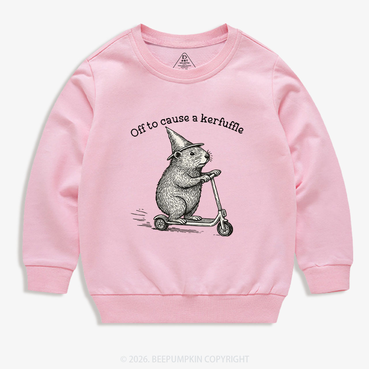 Off To Cause A Kerfuffle Groundhog Scooter Kid's Sweatshirt