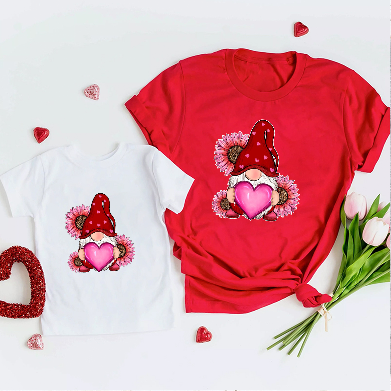 Happy Valentine's Day Gnome with Sunflower