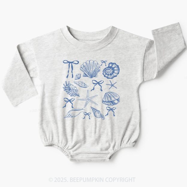 Bow Coquette Seashell Baby Bubble Romper Beepumpkin