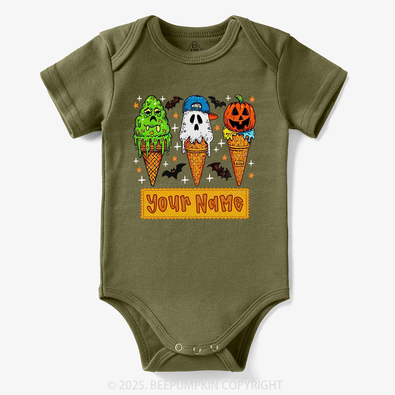 Personalized Name Halloween Spooky Scoops Halloween Bodysuit Beepumpkin