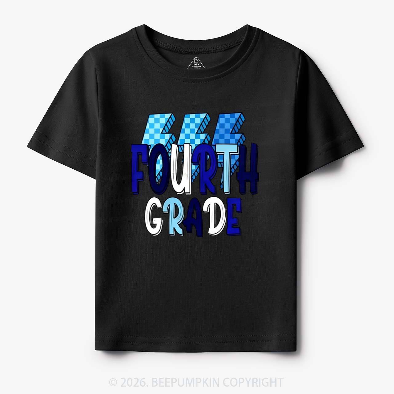 Pixel Blue Checkered Grade Level Toddler&Kid's Tees