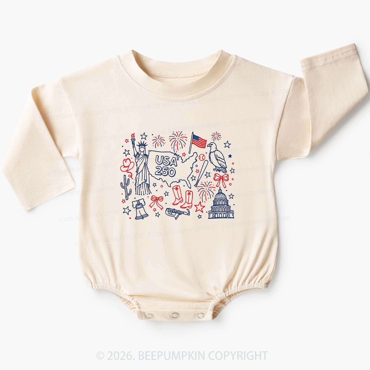 Retro Celebrate 250th Anniversary Baby Bubble Romper