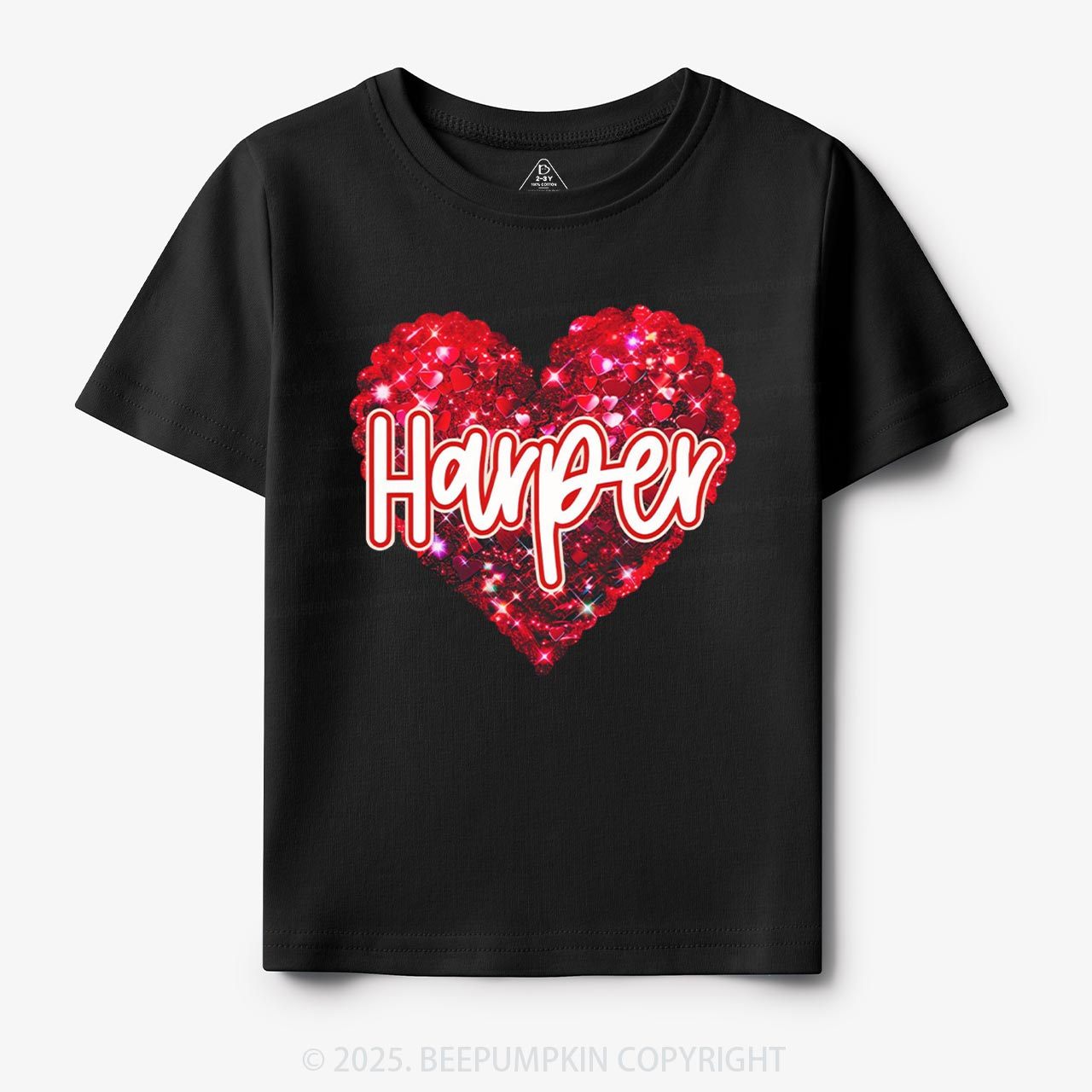 Personalized Sparkling Heart Name Toddler&Kid's Tees Beepumpkin