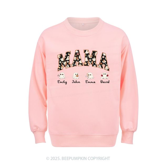 Personalized Ghost Mom Halloween Sweatshirt Beepumpkin