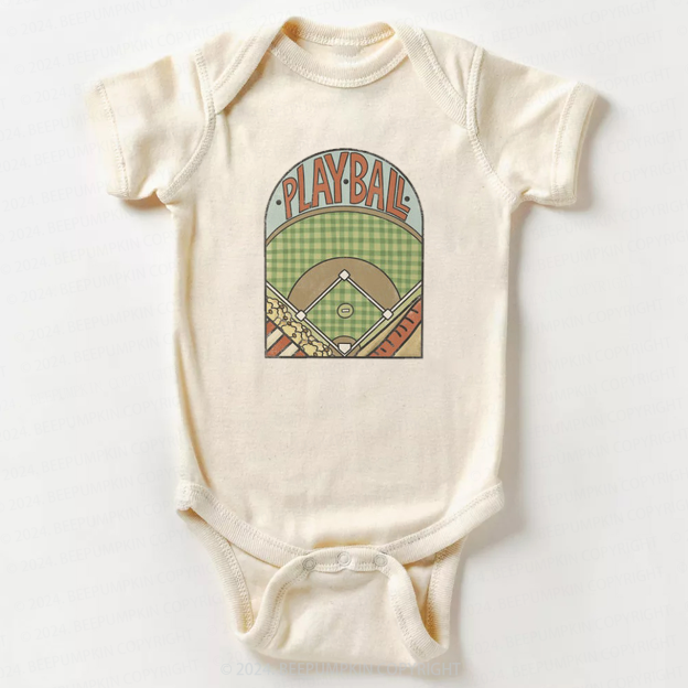 Retro Playball Baseball Field Bodysuit For Baby 