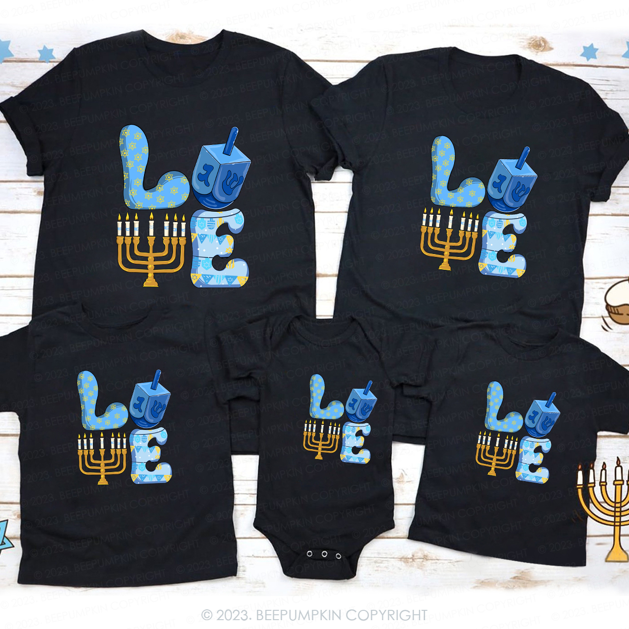 Hanukkah Love Around the World T-Shirts Beepumpkin