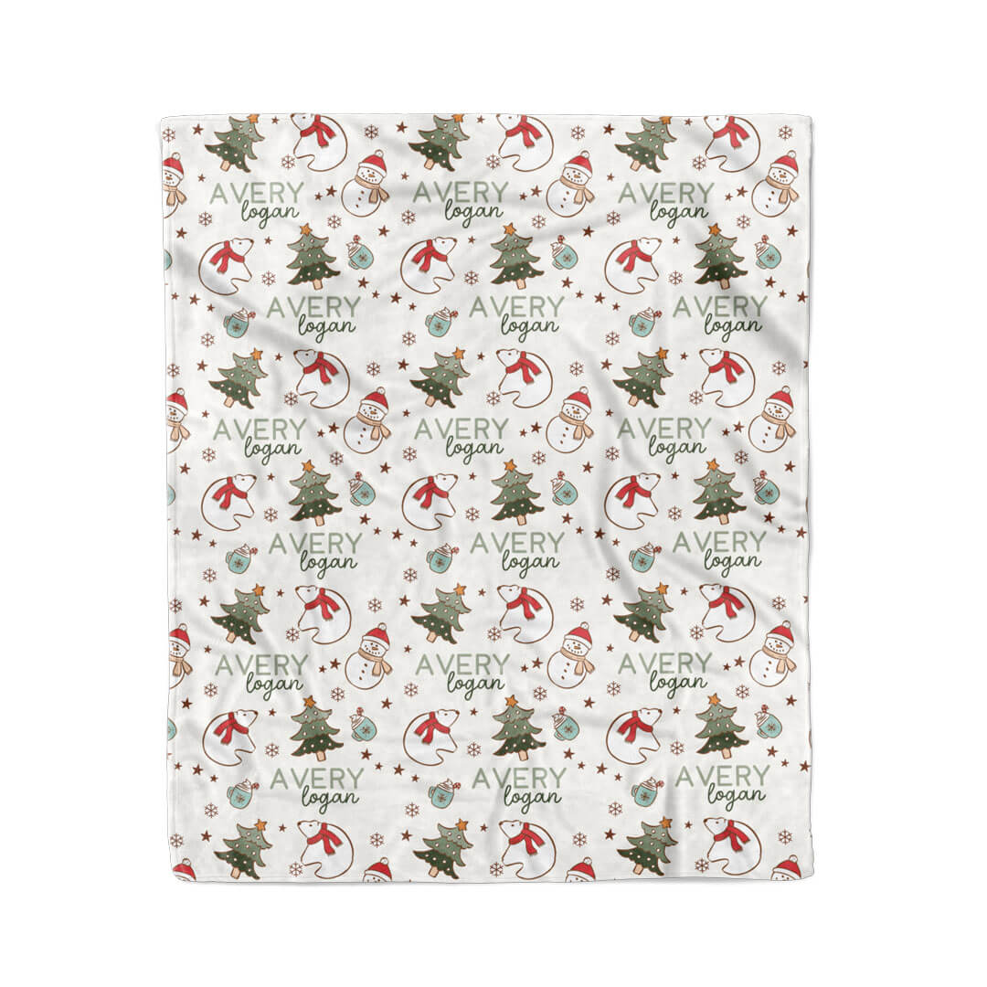 Beary & Bright Christmas Personalized Blanket Beepumpkin