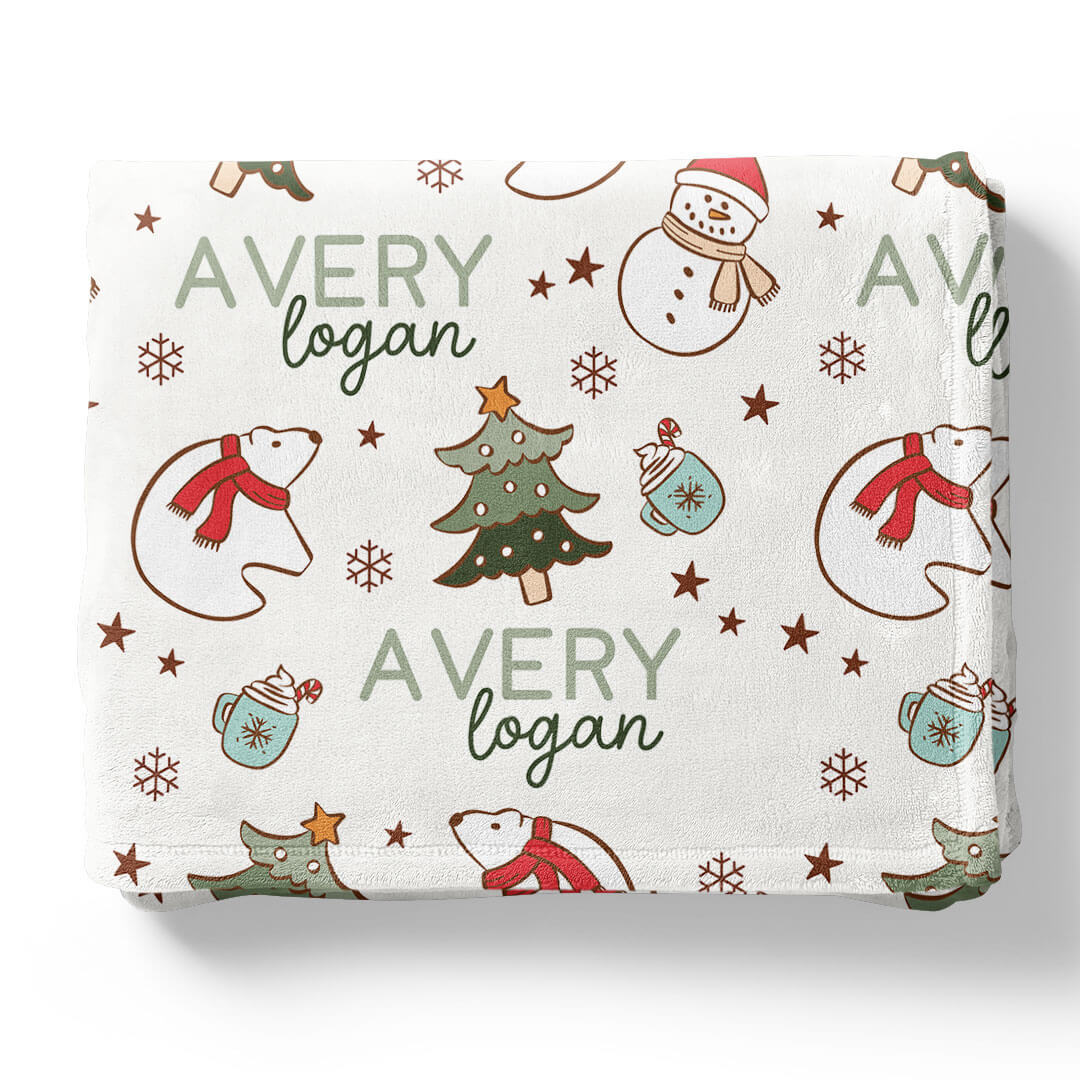 Beary & Bright Christmas Personalized Blanket Beepumpkin