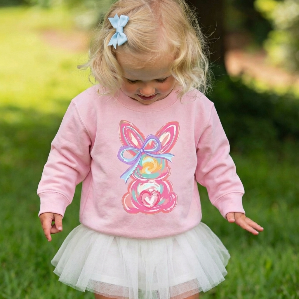 Brushstroke Bunny Easter Told Kid's Sweatshirt