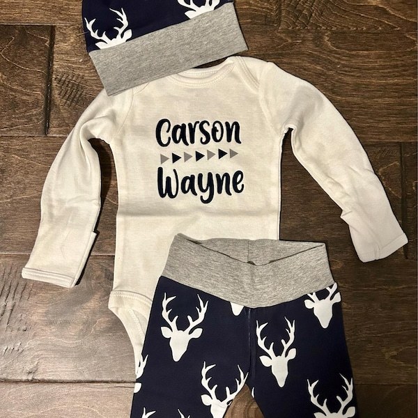 Personalized Name Elk Coming Home Outfit Sets