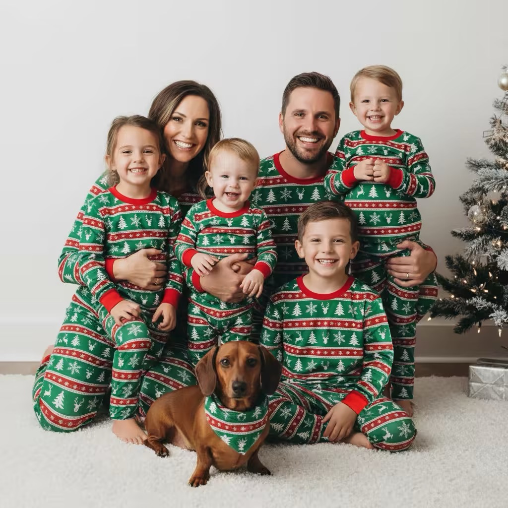 Red & Green Christmas Magic All-Over Print Family Matching Pajama Sets