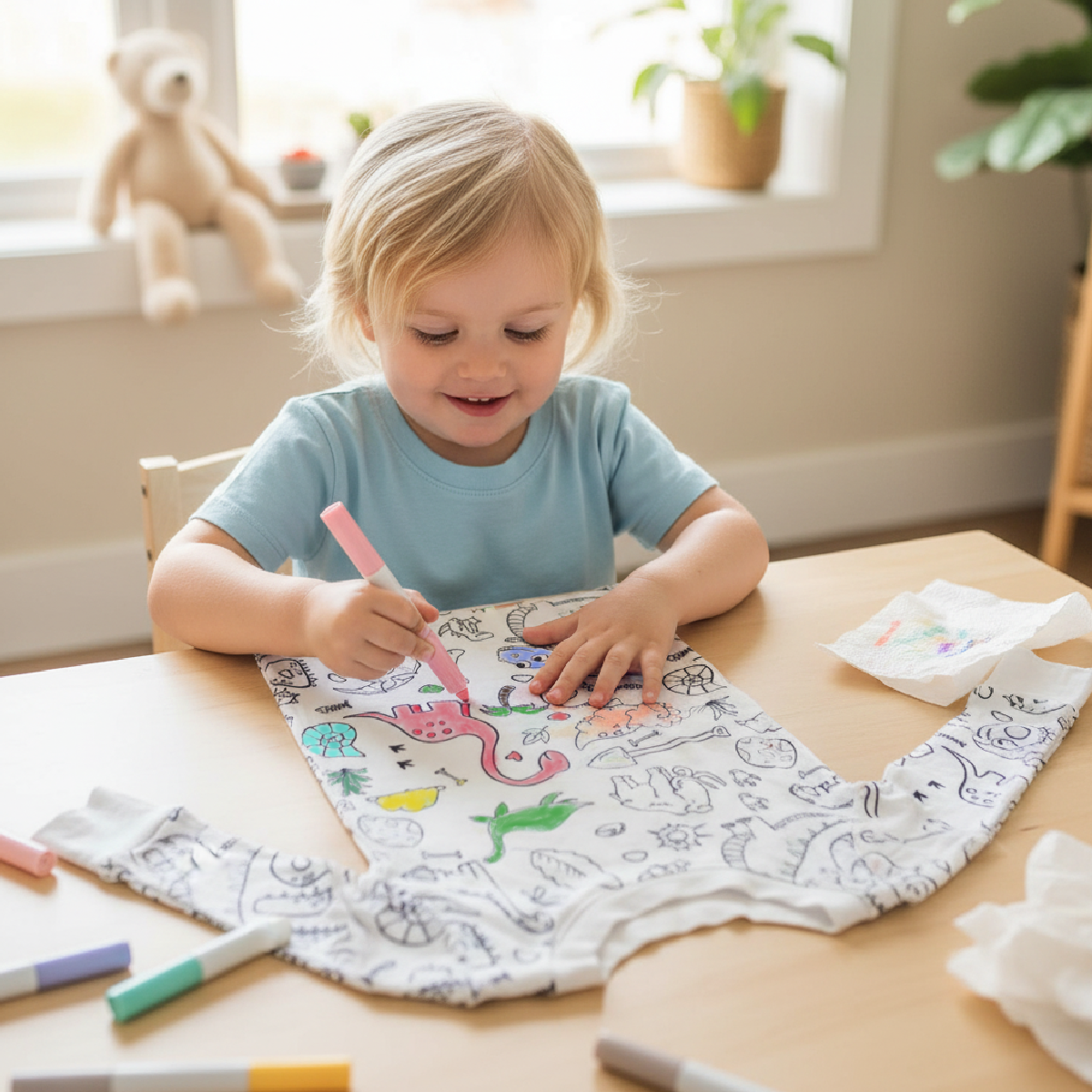 Colorable My Dino World Two-Piece Pajama Set For Kids
