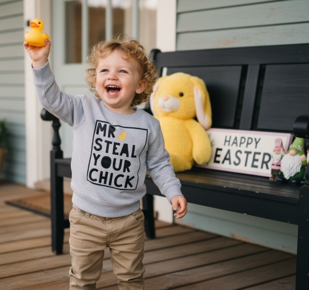 Mr Steal Your Chick Easter Kid's Sweatshirt